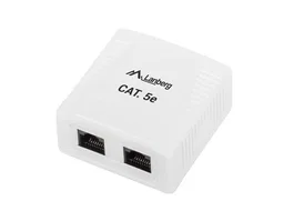 Lanberg OU5-0002-W Caja de Tomacorriente 2 Puertos RJ-45, Unshielded, Categoría 5e (Cat. 5e), Certificación T568A/B, Color Blanco