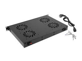 Lanberg Panel de Ventilación 1U LCD 4 Ventiladores con Termostato para Armario de 19" Negro