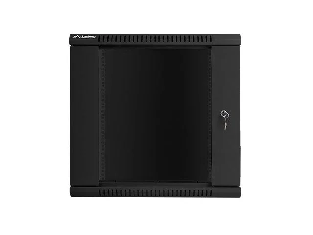 Lanberg Armario Mural Rack 19 pulgadas 12U 600x600 Negro con Puerta de Cristal