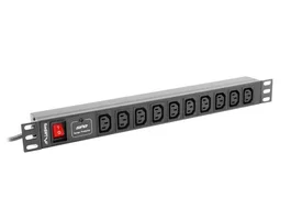 Lanberg PDU-10I-0200-IEC-BK - Unidad de Distribución de Energía (PDU) 10 Salidas AC C13, 2500W, 1U Horizontal, Negro