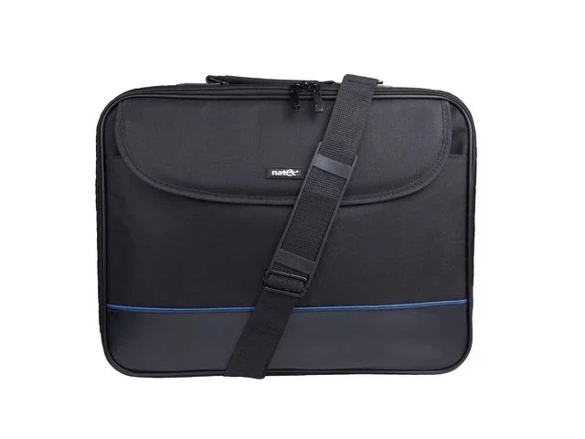 Natec Impala Maletín Portátil 15.6" Negro con Estructura Rígida Absorbe Impactos, para Portátiles hasta 39.6 cm, Resistente al Polvo y Rayones, Nylon, con Tirante para Hombro