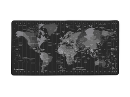 NATEC Time Zone Map Maxi Negro, Gris - Alfombrilla XXL para Escritorio, 800x400 mm