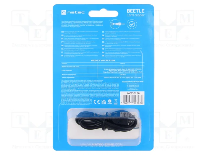 Natec Beetle Lector de tarjetas All in One USB 2.0 Negro