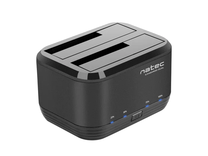 NATEC Kangaroo Dual Docking Station USB 3.0 para HDD/SSD SATA 2.5"/3.5" (Hasta 8 TB) - Adaptador AC Incluido