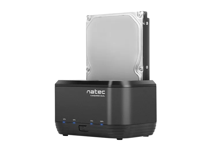 NATEC Kangaroo Dual Docking Station USB 3.0 para HDD/SSD SATA 2.5"/3.5" (Hasta 8 TB) - Adaptador AC Incluido