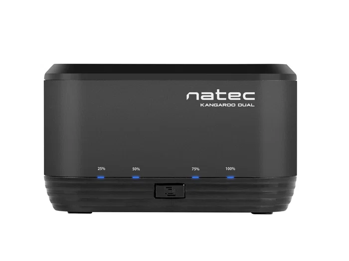 NATEC Kangaroo Dual Docking Station USB 3.0 para HDD/SSD SATA 2.5"/3.5" (Hasta 8 TB) - Adaptador AC Incluido