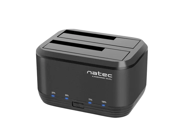 NATEC Kangaroo Dual Docking Station USB 3.0 para HDD/SSD SATA 2.5"/3.5" (Hasta 8 TB) - Adaptador AC Incluido