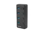 Natec MANTIS2 Hub USB 3.0 - 4 Puertos con Interruptor On/Off y Adaptador de Corriente - Velocidad 5000 Mbit/s - Negro ABS