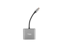 Natec Fowler Mini Adaptador USB-C Multipuerto - USB 2.0 a HDMI 4K, USB 3.2 Gen 1 Tipo-A y Tipo-C, Color Gris, 59 x 52 x 12 mm