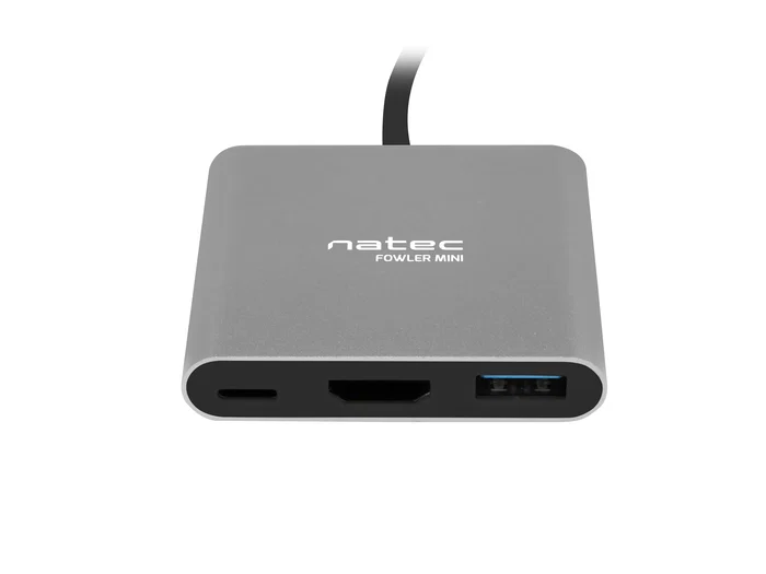 Natec Fowler Mini Adaptador USB-C Multipuerto - USB 2.0 a HDMI 4K, USB 3.2 Gen 1 Tipo-A y Tipo-C, Color Gris, 59 x 52 x 12 mm