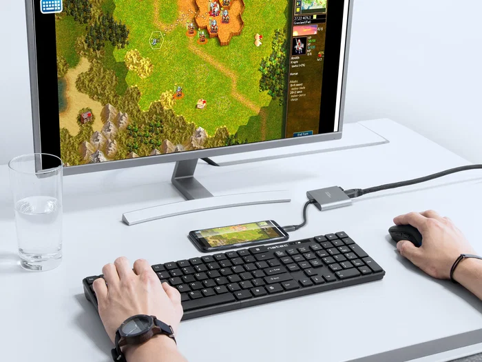 Natec Fowler Mini Adaptador USB-C Multipuerto - USB 2.0 a HDMI 4K, USB 3.2 Gen 1 Tipo-A y Tipo-C, Color Gris, 59 x 52 x 12 mm