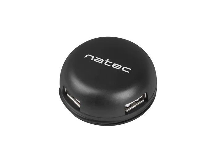 Natec NHU-1330 Bumblebee - Hub USB 2.0 de 4 Puertos, 480 Mbit/s, Negro, con Cable de 0.15 m, Compatible con Windows 10/8/7