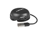 Natec NHU-1330 Bumblebee - Hub USB 2.0 de 4 Puertos, 480 Mbit/s, Negro, con Cable de 0.15 m, Compatible con Windows 10/8/7