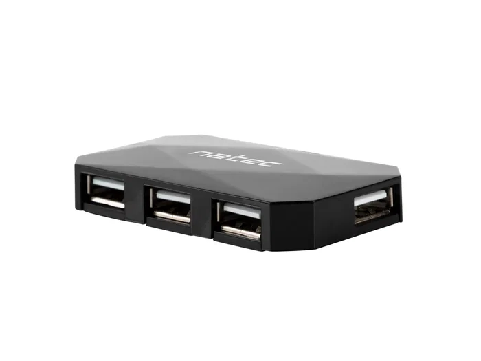 Natec NHU-0647 Hub USB 2.0 de 4 Puertos, 480 Mbit/s, Cable de 0.6m, Negro