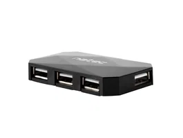 Natec NHU-0647 Hub USB 2.0 de 4 Puertos, 480 Mbit/s, Cable de 0.6m, Negro