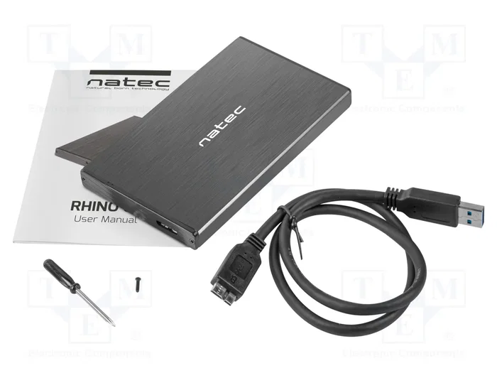 Natec Rhino Go Carcasa para HDD/SSD 2,5'' SATA USB 3.0 Aluminio Negro