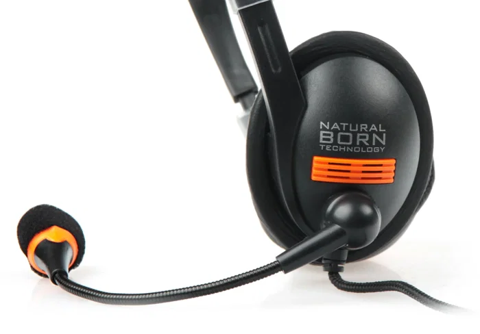 Natec Drone Auriculares Diadema Alámbricos para Llamadas y Música con Micrófono Boom, Color Negro y Naranja, 2 Conectores de 3.5 mm, Frecuencia 50-30000 Hz