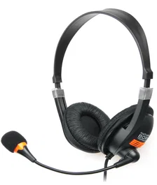 Natec Drone Auriculares Diadema Alámbricos para Llamadas y Música con Micrófono Boom, Color Negro y Naranja, 2 Conectores de 3.5 mm, Frecuencia 50-30000 Hz