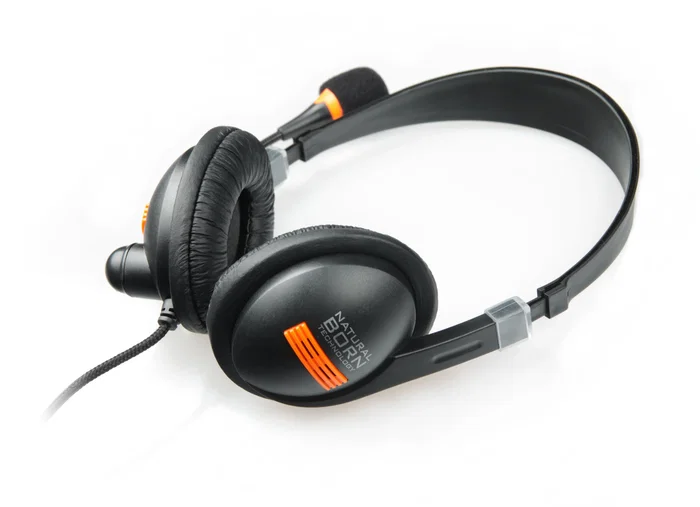 Natec Drone Auriculares Diadema Alámbricos para Llamadas y Música con Micrófono Boom, Color Negro y Naranja, 2 Conectores de 3.5 mm, Frecuencia 50-30000 Hz