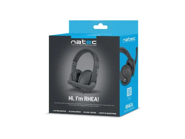 Natec Rhea - Auriculares Alámbricos para Gaming de Diadema Supraaurales, Color Negro, Micrófono Integrado, Frecuencia 20-20000 Hz