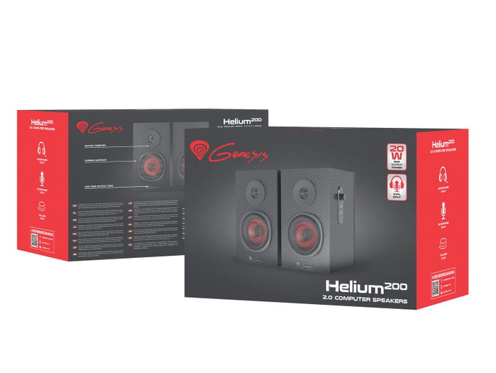 GENESIS Helium 200 Altavoces 2.0 Negro y Rojo 20 W RMS