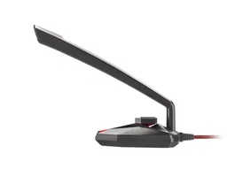 Genesis Radium 200 - Micrófono de Condensador Cardioide USB para Gaming y Streaming en PC con Control de Ganancia, LED Rojo, Brazo Giratorio y Antiviento (Negro/Rojo)