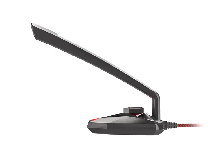 Genesis Radium 200 - Micrófono de Condensador Cardioide USB para Gaming y Streaming en PC con Control de Ganancia, LED Rojo, Brazo Giratorio y Antiviento (Negro/Rojo)