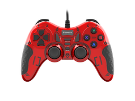 GENESIS MANGAN 200 Gamepad para PC, Rojo, USB 2.0, Control Analógico/Digital con 15 Botones, Vibración, Cable 1.8m, Compatible con Windows 10/8/7/XP