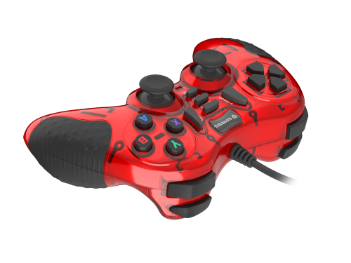 GENESIS MANGAN 200 Gamepad para PC, Rojo, USB 2.0, Control Analógico/Digital con 15 Botones, Vibración, Cable 1.8m, Compatible con Windows 10/8/7/XP