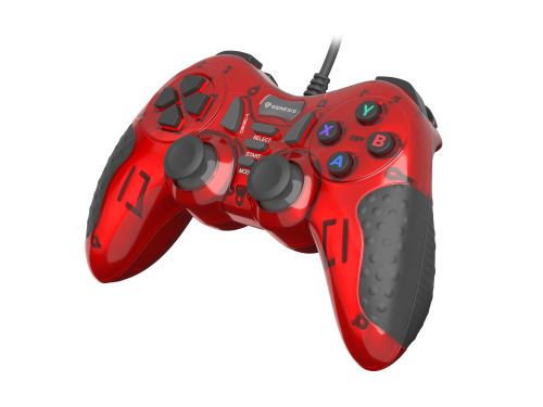 GENESIS MANGAN 200 Gamepad para PC, Rojo, USB 2.0, Control Analógico/Digital con 15 Botones, Vibración, Cable 1.8m, Compatible con Windows 10/8/7/XP