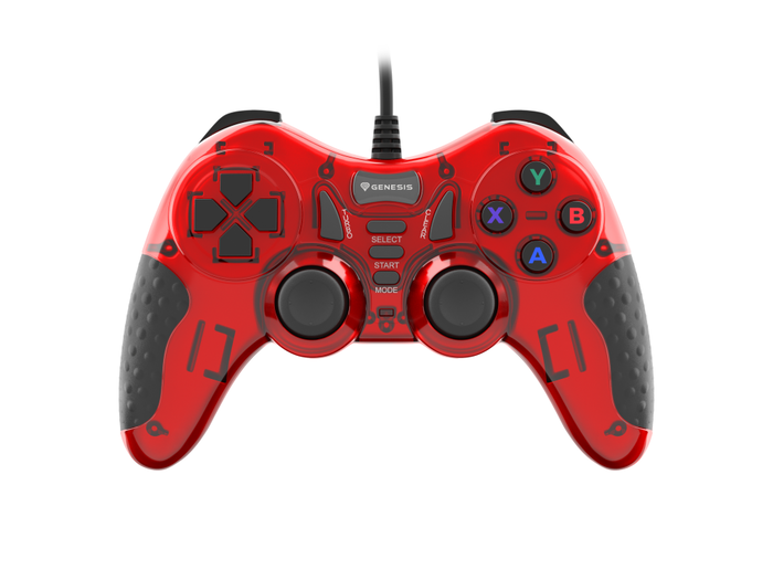 GENESIS Gamepad Mangan 200 Rojo USB 2.0 Analógico/Digital para PC con Botón Turbo y Vibración