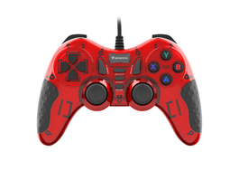 GENESIS Gamepad Mangan 200 Rojo USB 2.0 Analógico/Digital para PC con Botón Turbo y Vibración