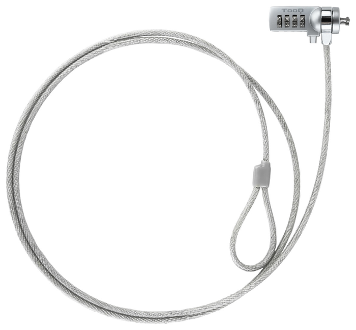 Tooq Cable de Seguridad con Combinación TQCLKC0015, 1,5m, Plata