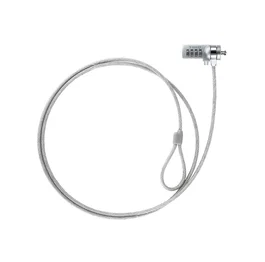 TooQ TQCLKC0015 Cable Antirrobo de Seguridad con Combinación de 4 Dígitos para Portátiles y Dispositivos Kensington - Cable de Acero 4.5mm, Longitud 1.50m, Color Plata
