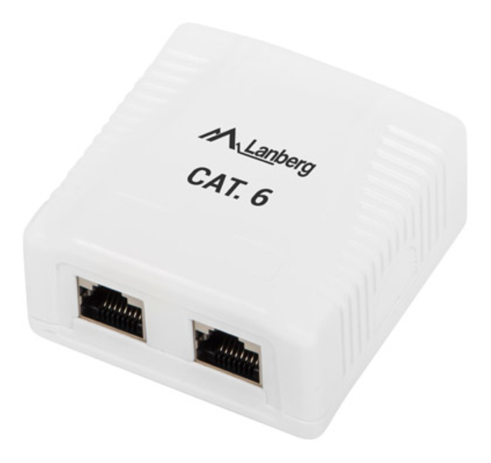 Lanberg Roseta de superficie OS6-0002-W Cat.6 FTP 2x RJ-45 Blanco Lanberg Roseta de superficie OS6-0002-W Cat.6 FTP 2x RJ-45 Blanco