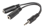 Lanberg AD-0024-BK Adaptador de audio Jack estéreo 3,5 mm macho a 2x Jack 3,5 mm hembra, 10 cm, Negro