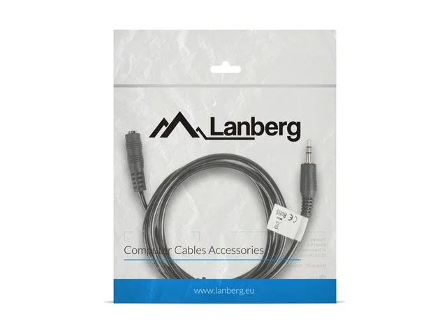 Lanberg Cable de Audio Estéreo 3,5 mm Macho a 3,5 mm Hembra, 1,5 m, Negro