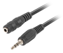 Lanberg Cable de Audio Estéreo 3,5 mm Macho a 3,5 mm Hembra, 1,5 m, Negro