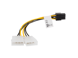 Lanberg CA-HD6P-10CU-0015 Cable de Alimentación Interna PCI-E 6-pin a 2 x Molex 3-pin Derecho