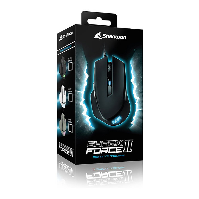 SHARKOON SHARK Force II Ratón Gaming Óptico, 4200 DPI, 6 Botones Programables, RGB, Blanco, USB, para Mano Derecha