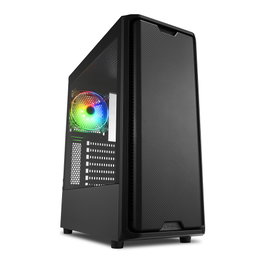 SHARKOON SK3 RGB Torre ATX Midi, Gabinete PC Negro con Iluminación RGB, Ventiladores 120 mm Incluidos (1 Frontal, 1 Trasero), Panel de Vidrio, Soporta ATX, micro-ATX, Mini-ITX