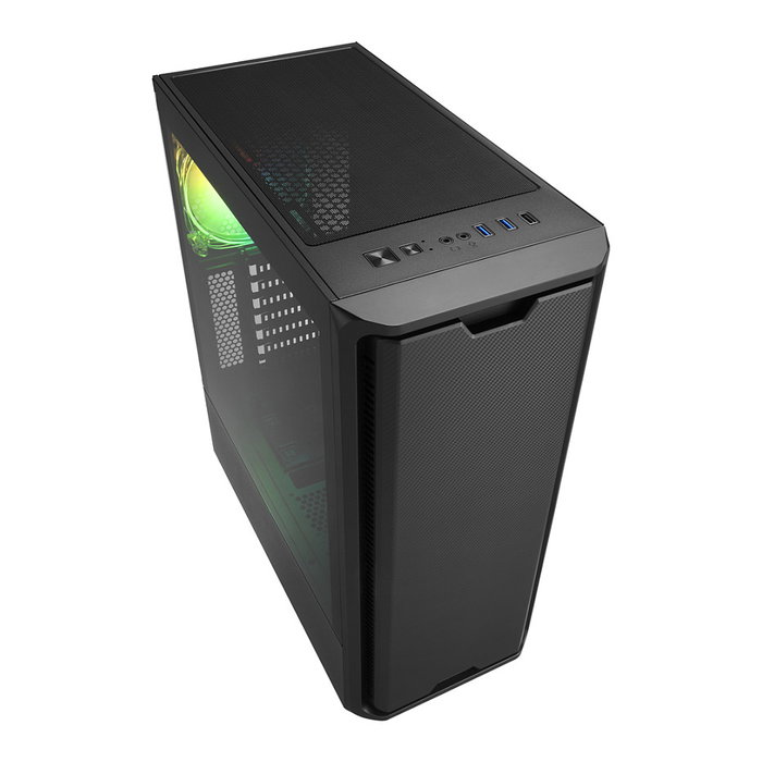 SHARKOON SK3 RGB Torre ATX Midi, Gabinete PC Negro con Iluminación RGB, Ventiladores 120 mm Incluidos (1 Frontal, 1 Trasero), Panel de Vidrio, Soporta ATX, micro-ATX, Mini-ITX