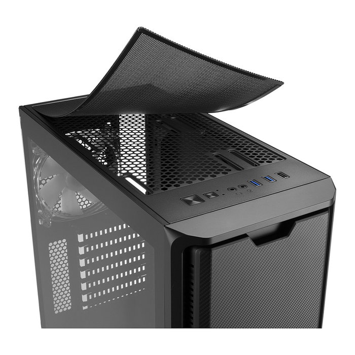 SHARKOON SK3 RGB Torre ATX Midi, Gabinete PC Negro con Iluminación RGB, Ventiladores 120 mm Incluidos (1 Frontal, 1 Trasero), Panel de Vidrio, Soporta ATX, micro-ATX, Mini-ITX