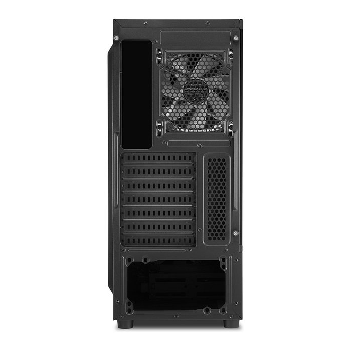 SHARKOON SK3 RGB Torre ATX Midi, Gabinete PC Negro con Iluminación RGB, Ventiladores 120 mm Incluidos (1 Frontal, 1 Trasero), Panel de Vidrio, Soporta ATX, micro-ATX, Mini-ITX