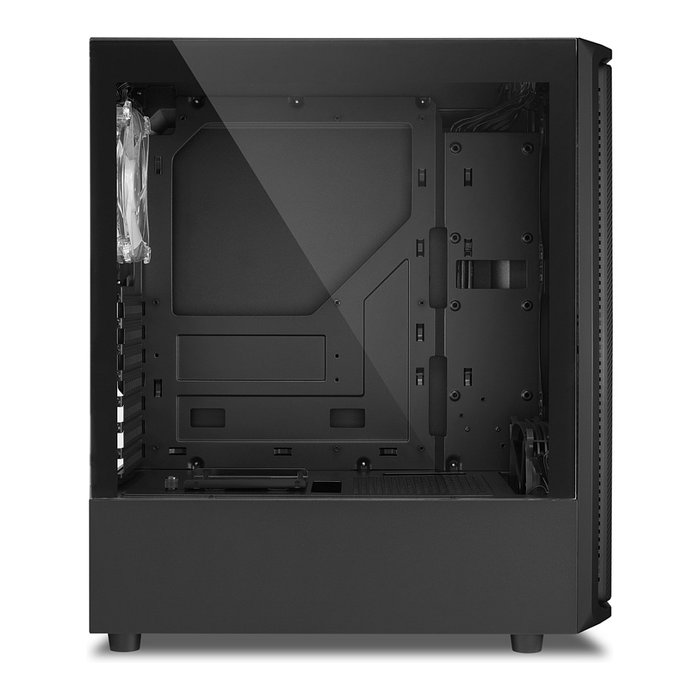SHARKOON SK3 RGB Torre ATX Midi, Gabinete PC Negro con Iluminación RGB, Ventiladores 120 mm Incluidos (1 Frontal, 1 Trasero), Panel de Vidrio, Soporta ATX, micro-ATX, Mini-ITX