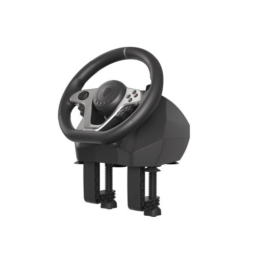 GENESIS Volante + Pedales Seaborg 400 Negro, Plata USB para Nintendo Switch, PC, PlayStation 4, Playstation 3, Xbox 360, Xbox One, Xbox One S, Xbox One X