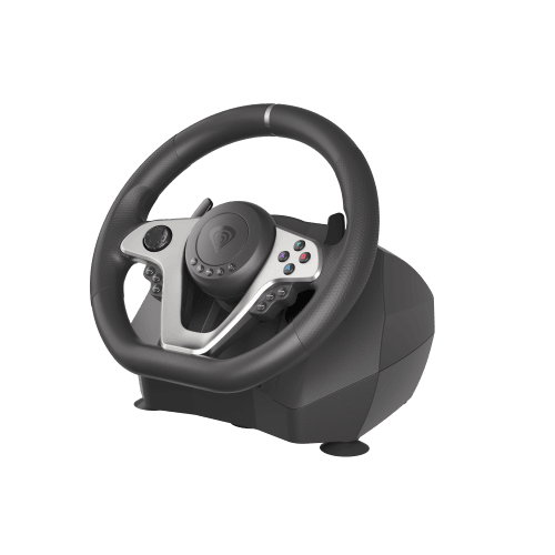 GENESIS Volante + Pedales Seaborg 400 Negro, Plata USB para Nintendo Switch, PC, PlayStation 4, Playstation 3, Xbox 360, Xbox One, Xbox One S, Xbox One X
