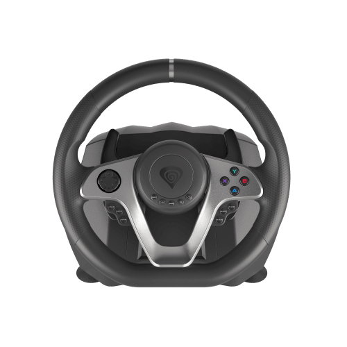 GENESIS Volante + Pedales Seaborg 400 Negro, Plata USB para Nintendo Switch, PC, PlayStation 4, Playstation 3, Xbox 360, Xbox One, Xbox One S, Xbox One X