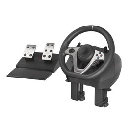 GENESIS Volante + Pedales Seaborg 400 Negro, Plata USB para Nintendo Switch, PC, PlayStation 4, Playstation 3, Xbox 360, Xbox One, Xbox One S, Xbox One X