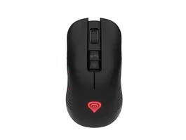 Natec Ratón Gaming Genesis Zircon 330 Inalámbrico 2.4GHz, Sensor Óptico 3600 DPI, 7 Botones, Recargable USB-C, Forma Simétrica para Mano Derecha e Izquierda, Negro/Rojo